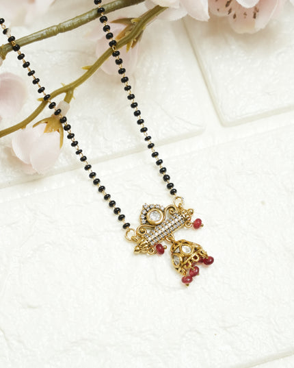 Black Beads with moissanite Pendent  113162