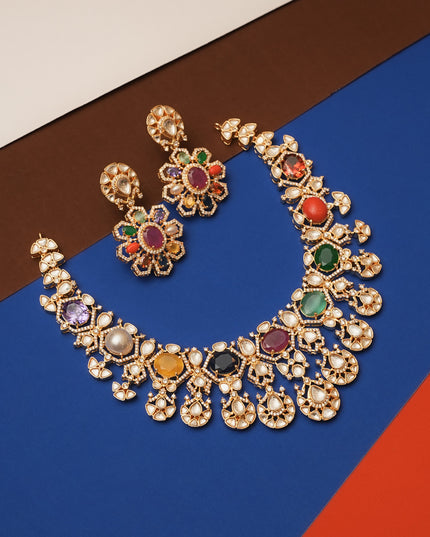 Navaratna Moissanite Neckset 113368