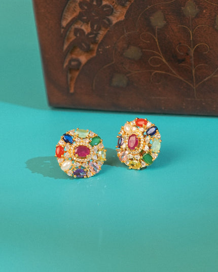CZ Navaratna Earrings 113511