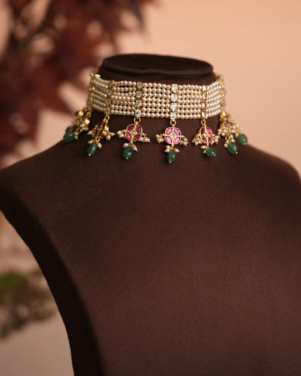 Beads with Kundan Neck set 108792