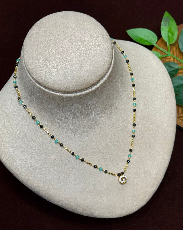92.5 Silver Black Beads Mala 106268