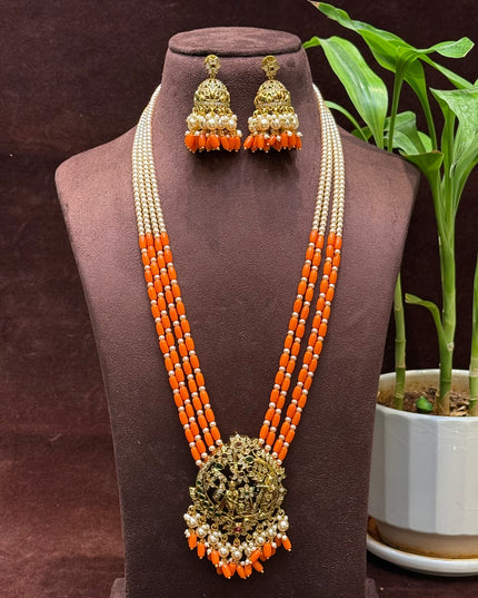 Coral and Pearls Neck Set 107151