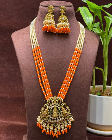 Coral and Pearls Neck Set 107150