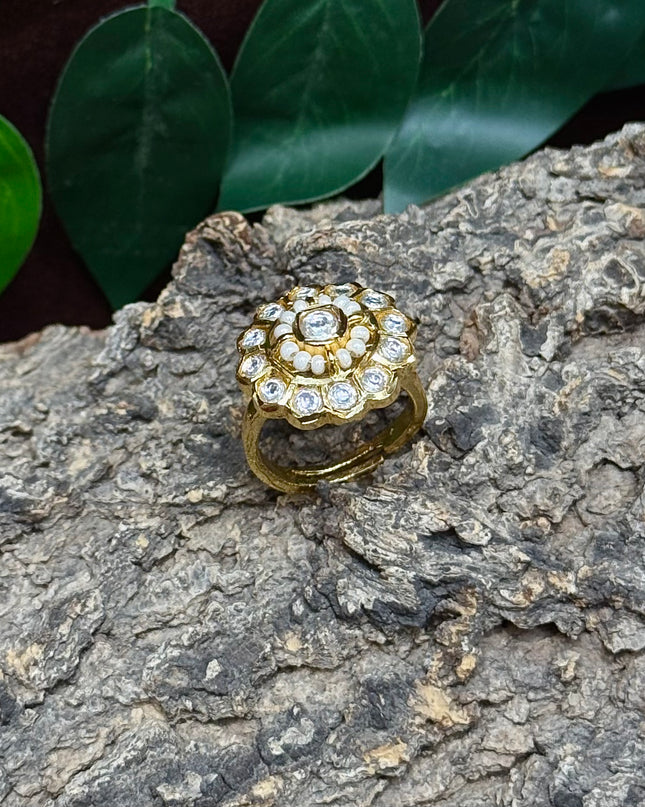 Kundan Finger Ring 107015