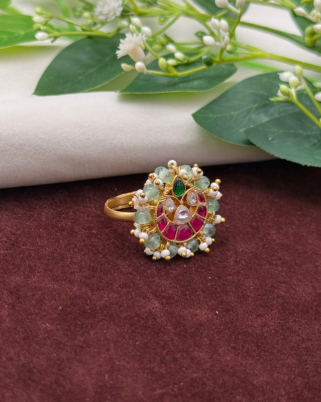 Kundan Finger Ring 107502