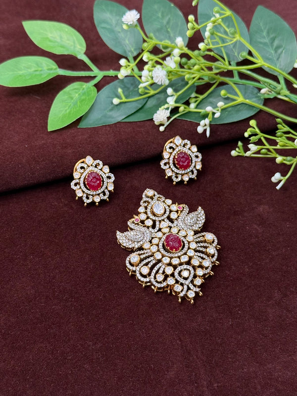 92.5 Silver Pendant with Earrings 107578