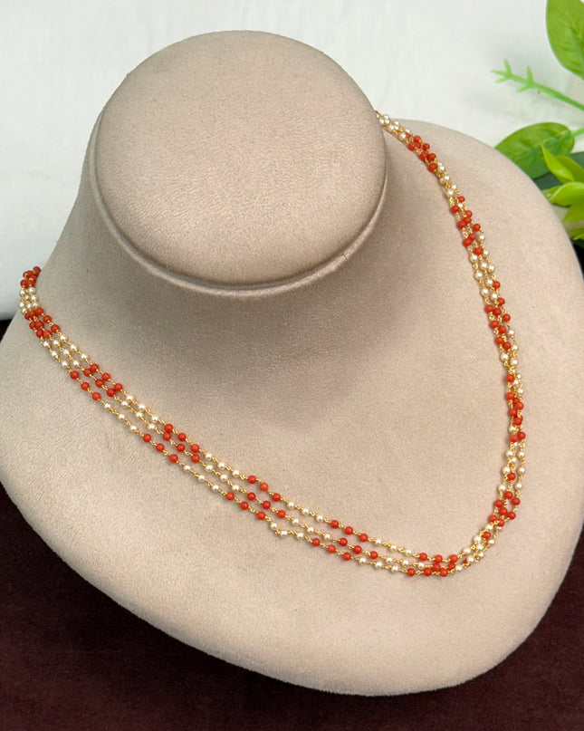 92.5 Silver Coral Pearls Neckset 108476
