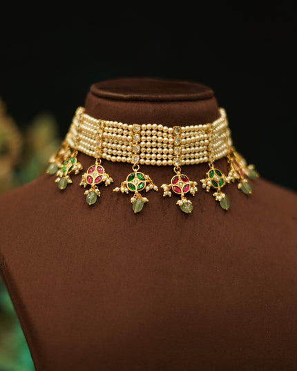 Beads with Kundan Neck set 108792