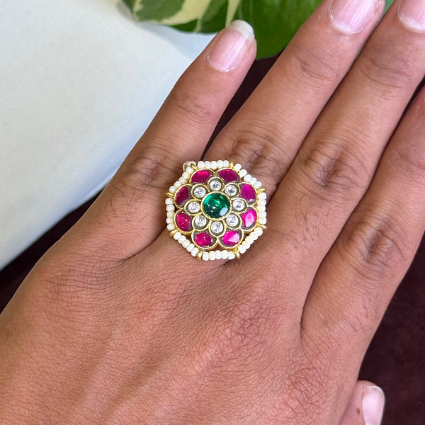 Kundan Finger Ring 109326