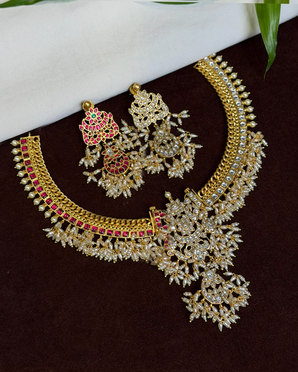 2 in 1 Kundan Neck set 109471