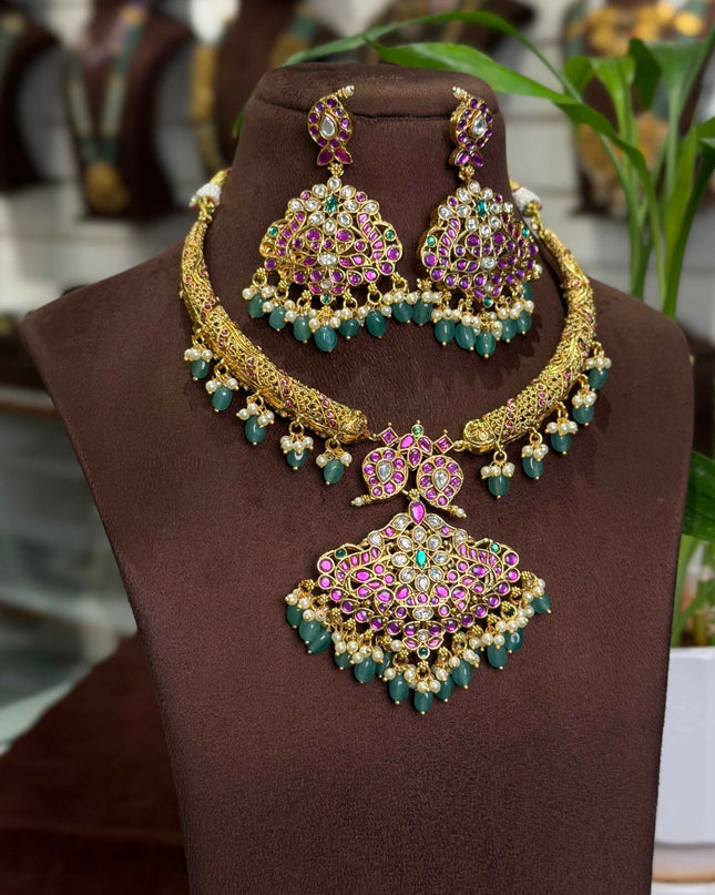 2 in 1 Kundan Neck set 109662