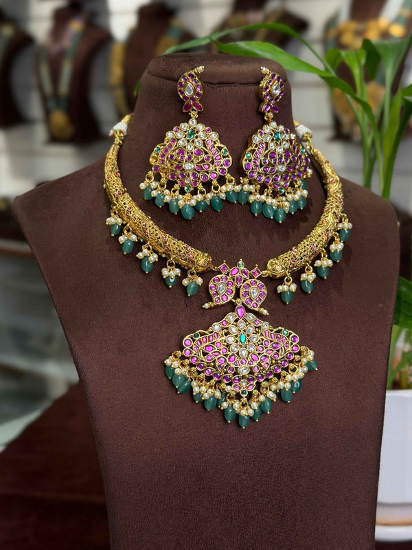 2 in 1 Kundan Neck set 109662