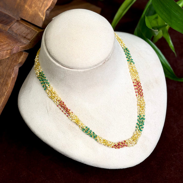 92.5 Silver Beads Neck Set(8lines)(16inc) 110004