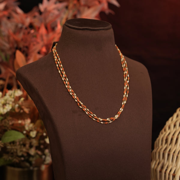 92.5 Silver Coral Rice Pearls Chain 110969