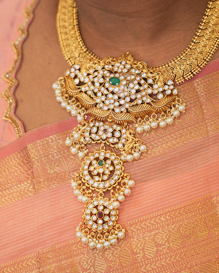 Antique Neckset with Polki stone 113061