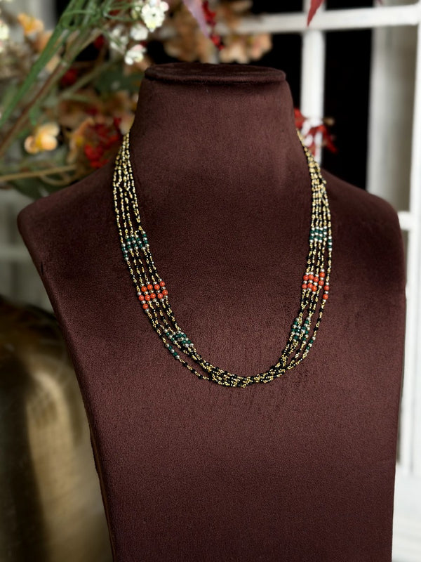 92.5 Silver Black Beads(5lines)(16incs) 110232