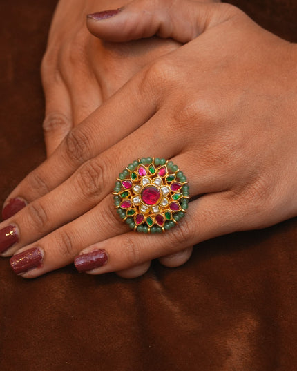 Kundan Finger Ring 112404